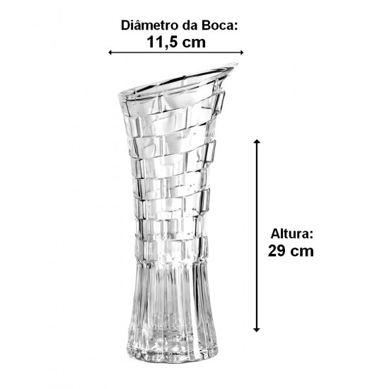 Vaso 29cm De Altura Por 11,5cm Diâmetro Em Vidro